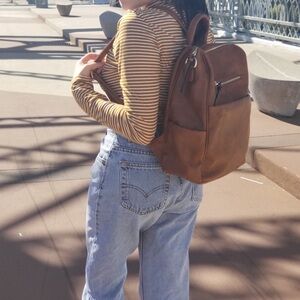 Brown Vegan Leather Backpack